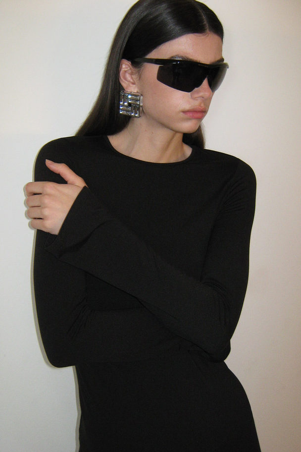 H&M Jersey Bodycon Maxi Dress Black