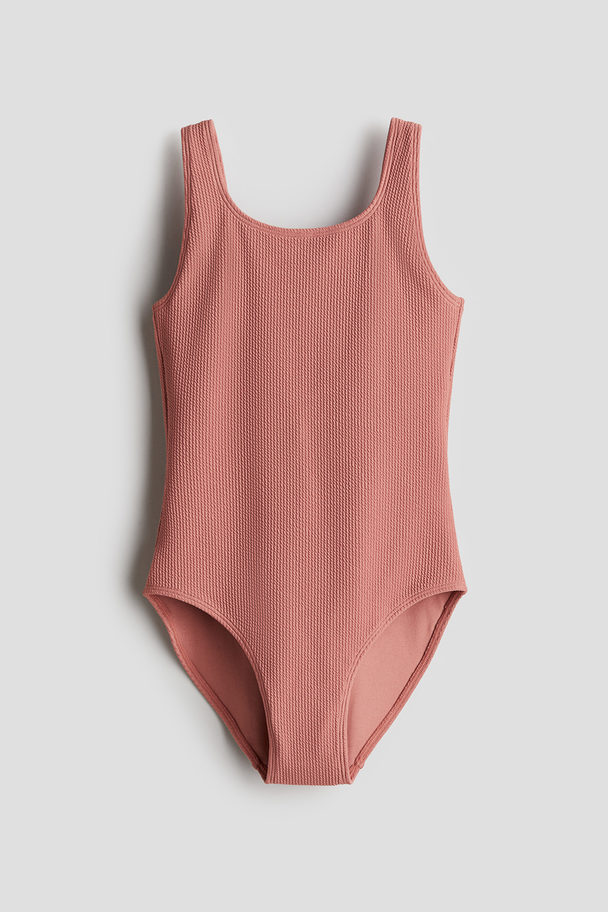 H&M Ribbed Swimsuit Rust Red