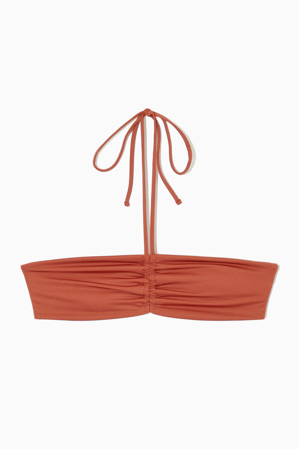 COS Ruched Bandeau Bikini Top Burnt Orange