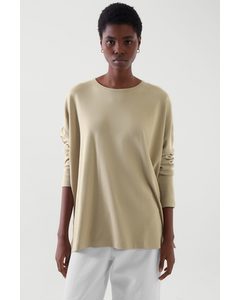 Relaxed-fit Long-sleeve Top Beige