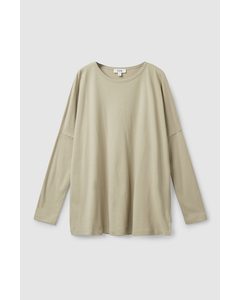 Relaxed-fit Long-sleeve Top Beige
