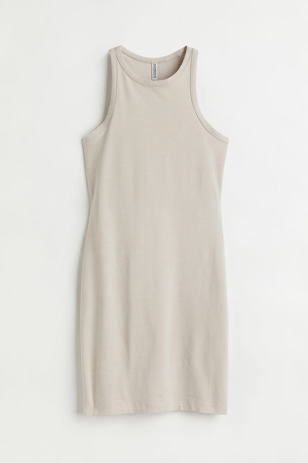 H&M Cut-out Cotton Dress Light Greige