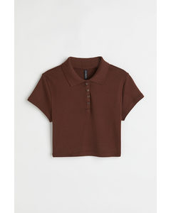 Collared Top Brown