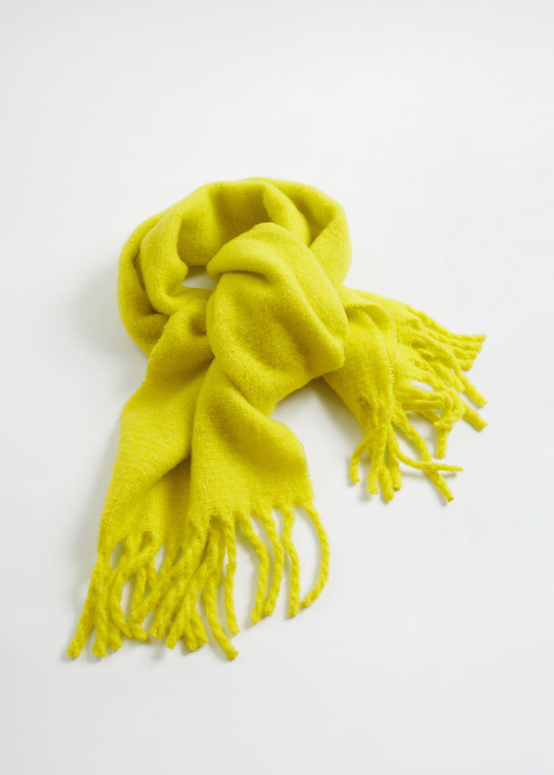 & Other Stories Fluffy Wool Blend Scarf Lime