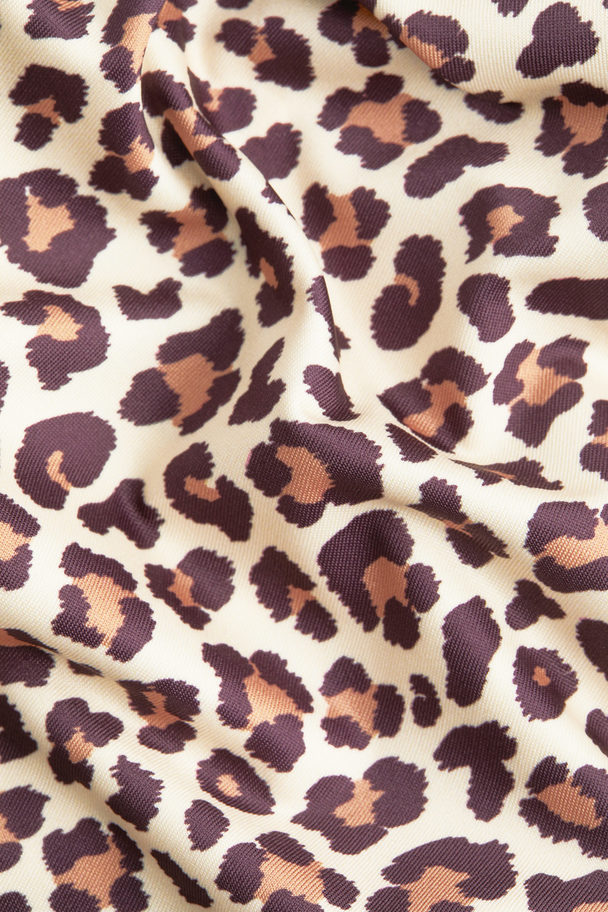 H&M Kjole Med Bindedetalje Beige/leopardmønstret