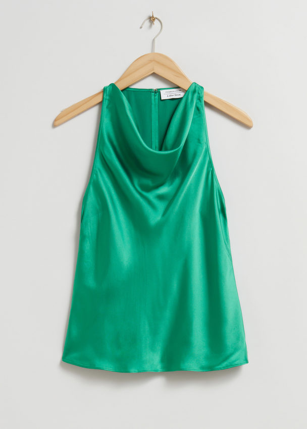 & Other Stories Draped Front Top Bright Green
