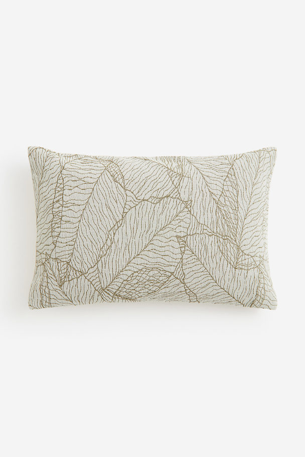 H&M HOME Jacquard-weave Cushion Cover Light Beige/leaves