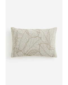 Jacquard-weave Cushion Cover Light Beige/leaves