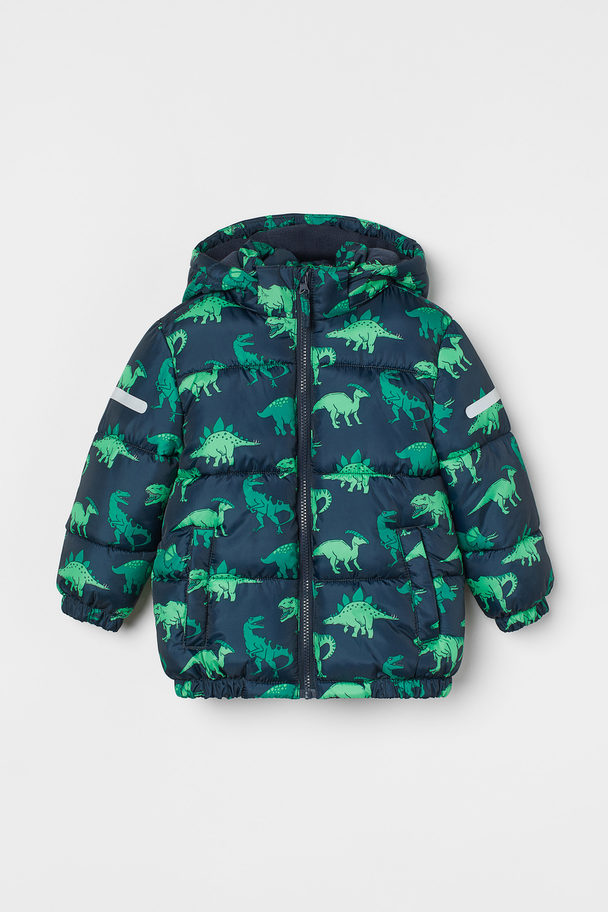 H&M Water-repellent Jacket Dark Blue/dinosaurs