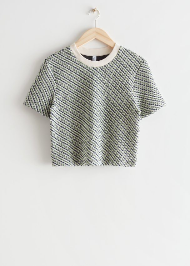 & Other Stories Boxy Jacquard T-shirt Green/blue
