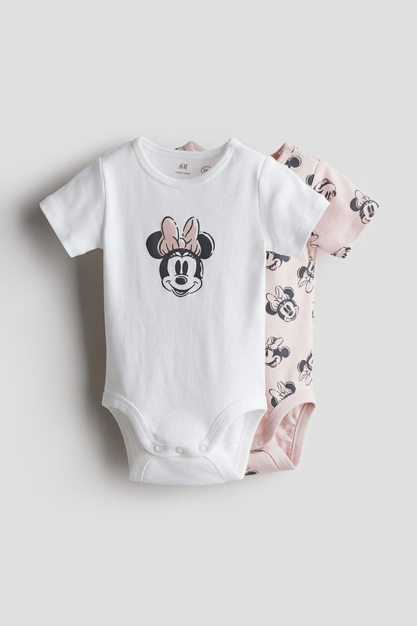 H&M 2er-Pack Bodys aus Baumwolljersey Hellrosa/Minnie Maus