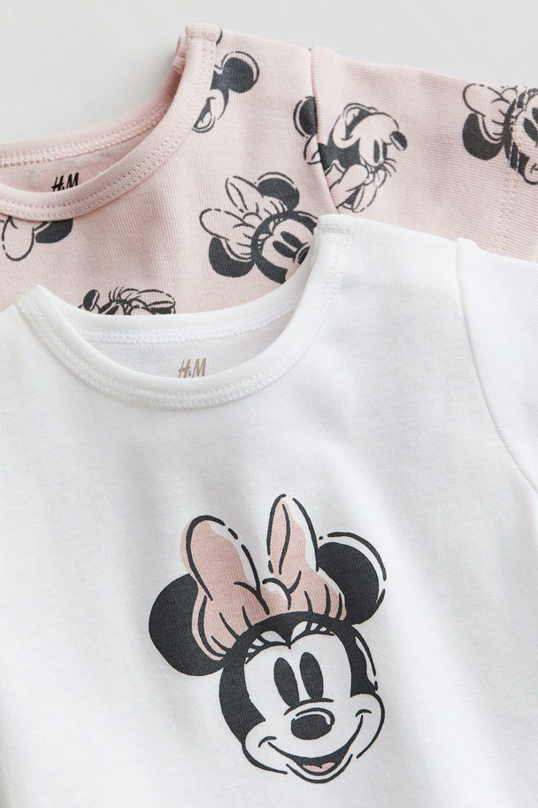 H&M 2er-Pack Bodys aus Baumwolljersey Hellrosa/Minnie Maus