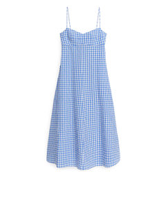 Midi Cotton Strap Dress Blue/white