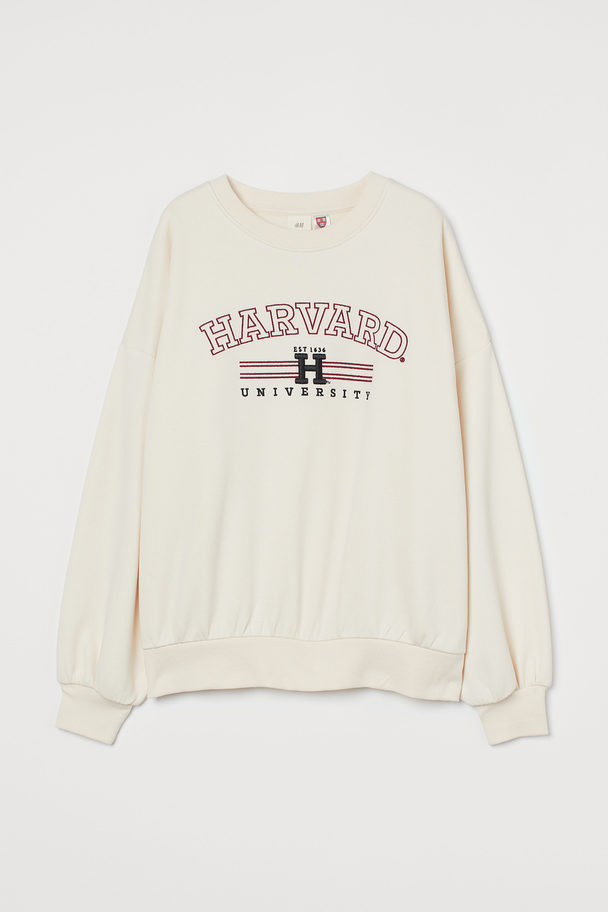 H&M Printed Sweatshirt Cream/harvard