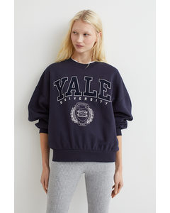 Sweatshirt Med Motiv Marinblå/yale
