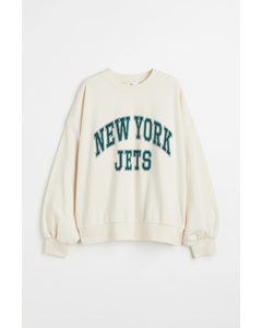 Sweatshirt Med Tryk Creme/new York Jets
