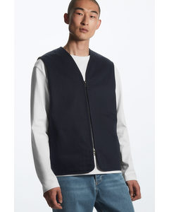 Relaxed-fit Twill Gilet Dark Navy