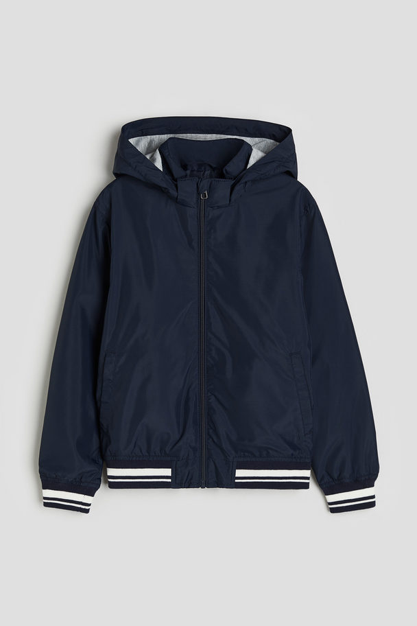 H&M Hooded Windbreaker Dark Blue