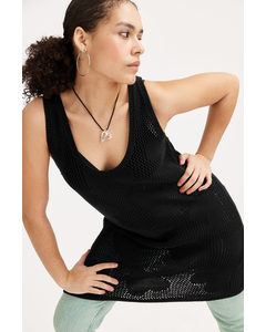 Sleeveless Knitted Mini Dress Black