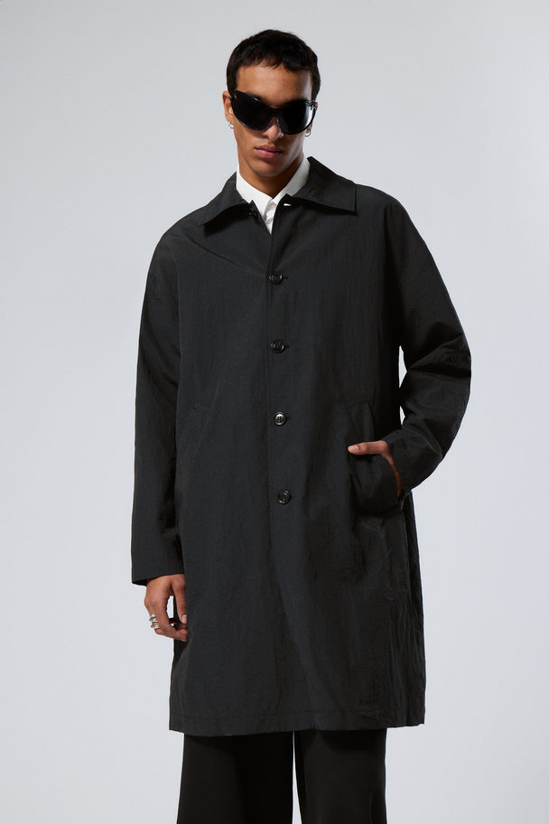 Weekday Matty Oversized Nylon Coat Black