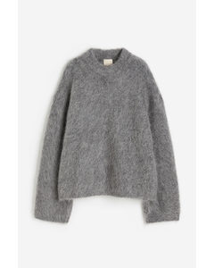 Oversized Trui Van Mohairmix Grijs