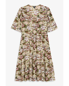 Ruffle Hem Midi Dress Multi Floral Print