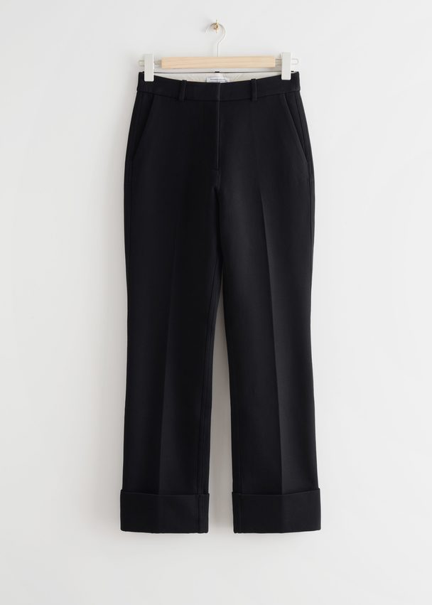 & Other Stories Tailored Kick Flare Trousers Black