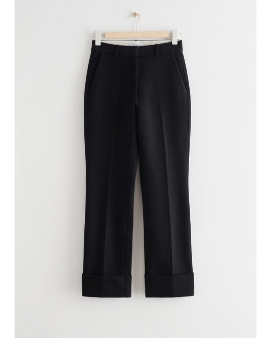 & Other Stories Tailored Kick Flare Trousers Black
