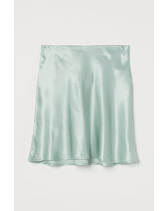 Short Satin Skirt Mint Green