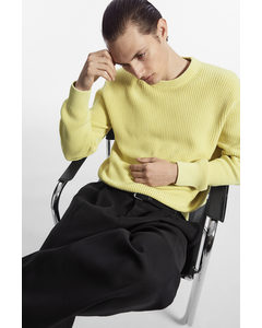 Stone-washed Knitted Jumper Yellow