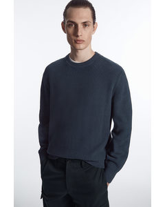 Stone-washed Knitted Jumper Navy