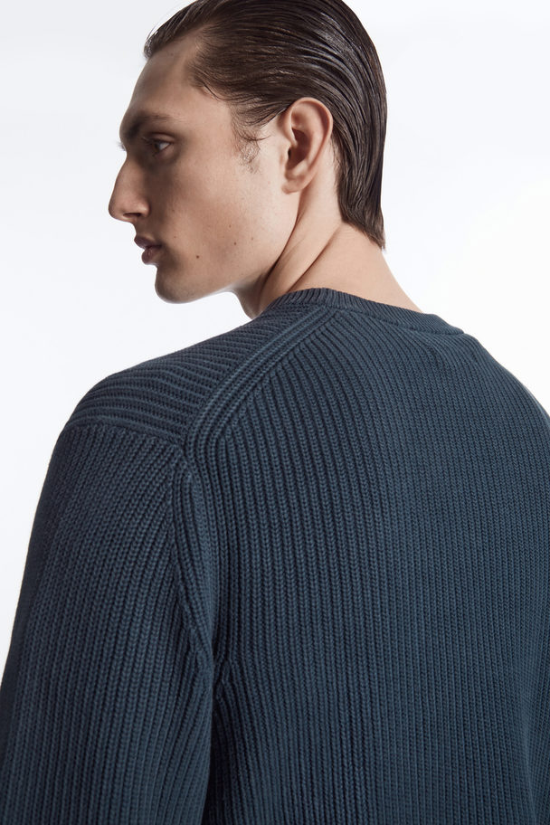 COS Stone-washed Knitted Jumper Navy
