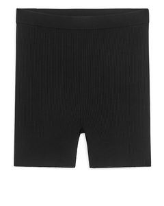 Rib Knit Shorts Black
