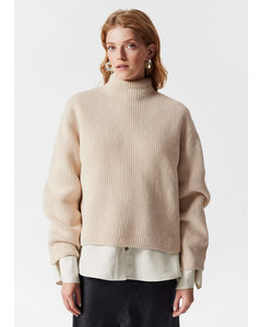 Mock Neck Merino Jumper Cream