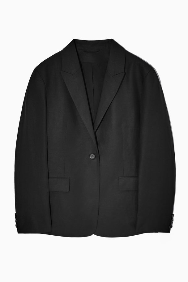 COS Regular-fit Linen-blend Blazer Black
