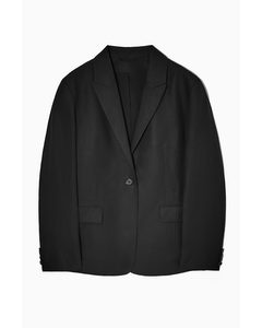 Regular-fit Linen-blend Blazer Black