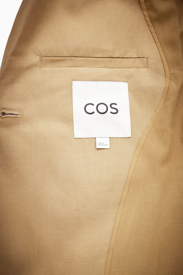COS Regular-fit Linen-blend Blazer Dark Beige