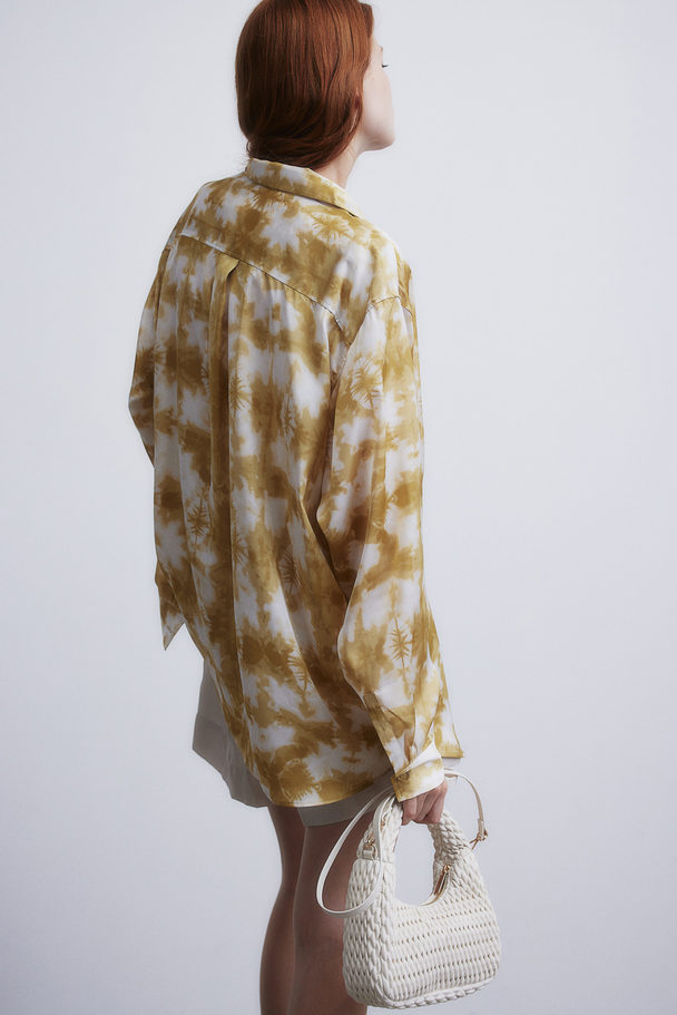 H&M Bluse in Oversize-Passform Gelb/Batikmuster