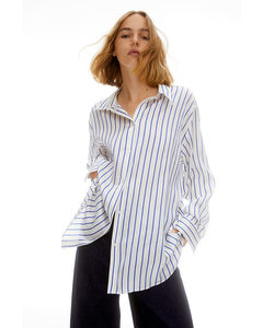 Oversized Blouse White/blue Striped