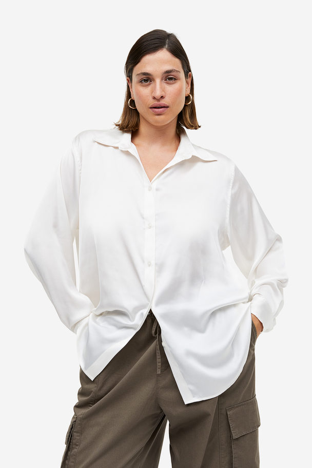H&M Bluse in Oversize-Passform Weiß