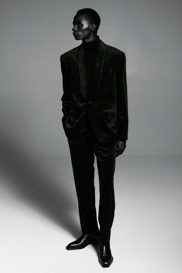 H&M Anzughose aus Samt Regular Fit Schwarz