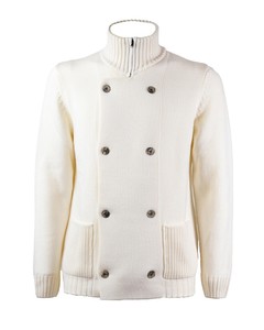 H953 Ivory Wool Double-breasted Cardigan