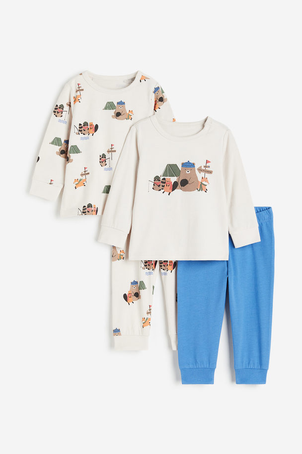 H&M 2-pack Printed Cotton Pyjamas Light Beige/patterned