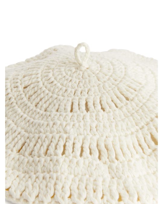 Arket Crochet Beret Off-white