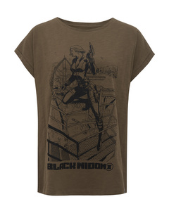Black Widow Sketch Print T-Shirt