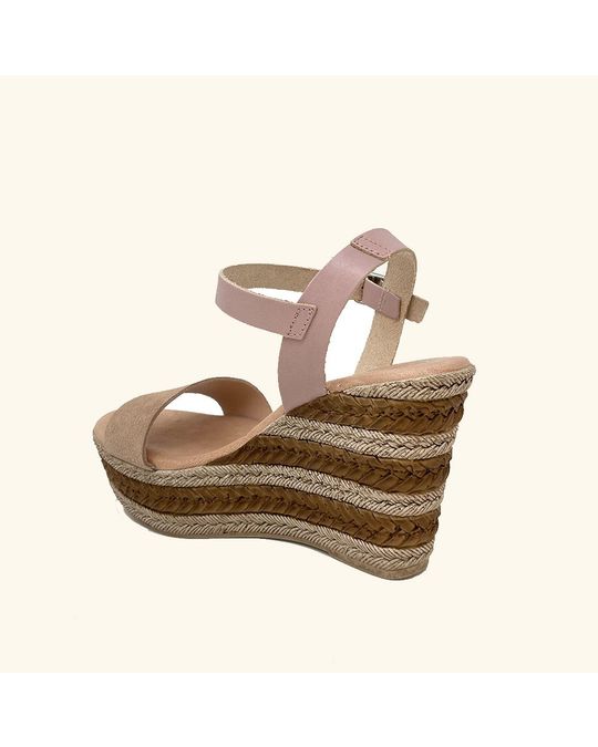 Hanks Zante Leather And Split Leather Wedge Sandals In Pink