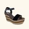 Zante Black Leather And Split Leather Wedge Sandals