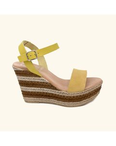 Zante Wedge Sandals Leather And Split Leather Yellow