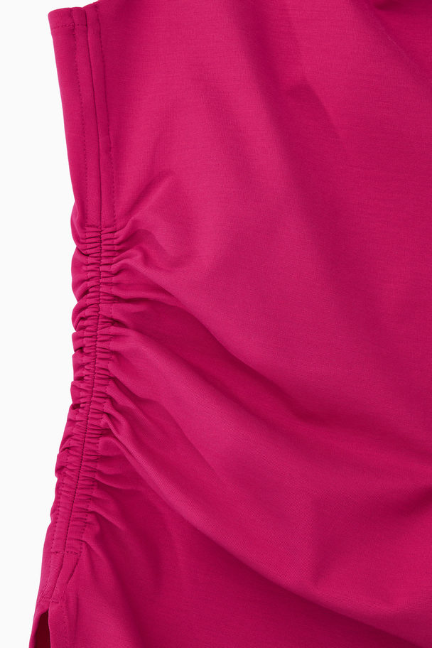 COS Cowl-neck Gathered Sleeveless Top Bright Pink