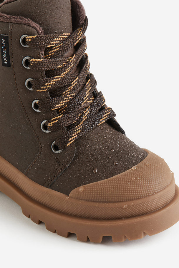H&M Waterproof Lace-up Boots Dark Brown